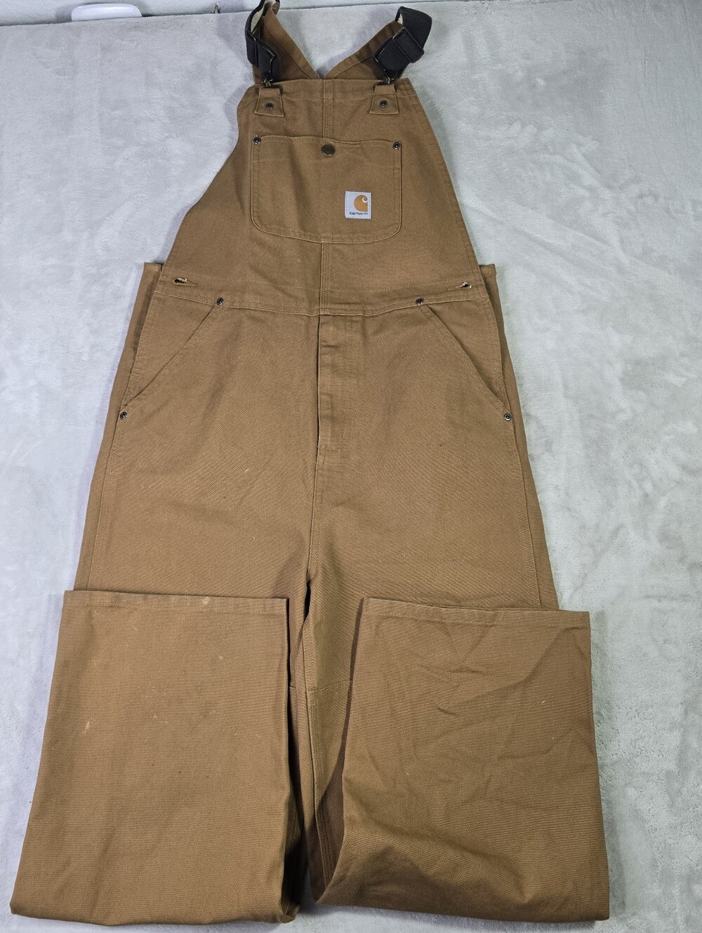 Vtg Tan Carhartt duck bib overalls Double Knee Size Youth Boys 16 Ox8601-b